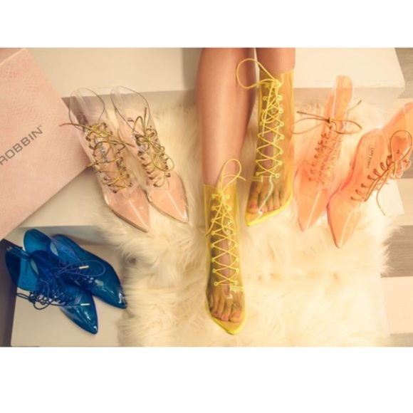 🌹Cape Robbin highlighter clear neon lace heels - Picture 4 of 8